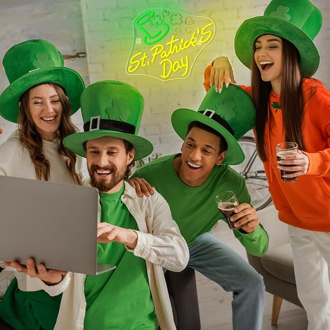 St Patricks Day Neon Sign Dimmable St Patrick's Day Neon Signs for