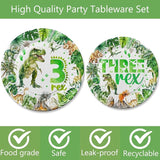 208 Pcs Dinosaur 3rd Birthday Party Supplies, Green Dino Three Rex
