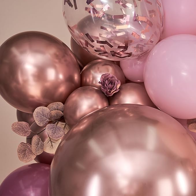 PartyWoo Dusty Rose Balloon Arch Kit, 140 pcs Pink Balloon Garland