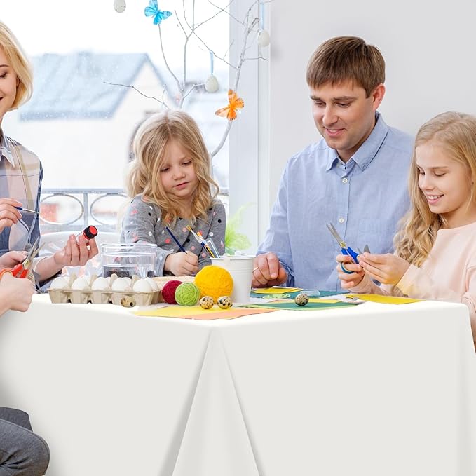6Pcs 54 x 108 Inch White Rectangle Tablecloth,Disposable Plastic