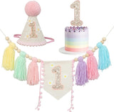 Baby First Birthday Party Decorations Macaron High Chair Banner