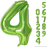 Green 4 Balloons, 40 Inch Large Foil Number Balloons Set 0-9, Self