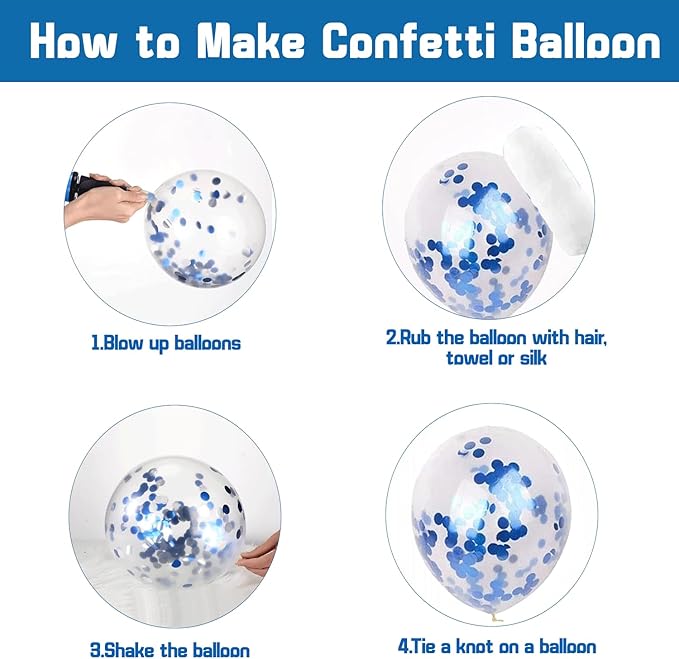 Zesliwy Blue Confetti Balloons Set,50Pcs 12 Inch Navy Light Metallic