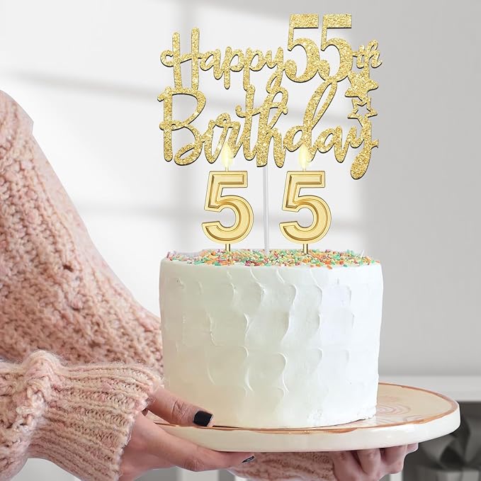 55th Birthday Decorations for Women Gold with 55th Birthday Sash and