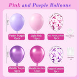 61pcs Pink and Purple Balloons, 12 Inch Purple Pink Confetti