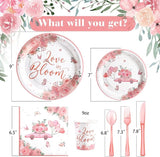 Love in Bloom Bridal Shower Decorations 168pcs Bridal Shower Plates