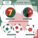 180Pcs Soccer Party Supplies Paper Plates and Napkins Serve 60