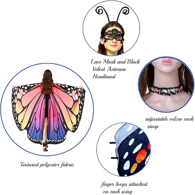 Halloween Butterfly Wings Costume for Womens Moth Wings Butterfly