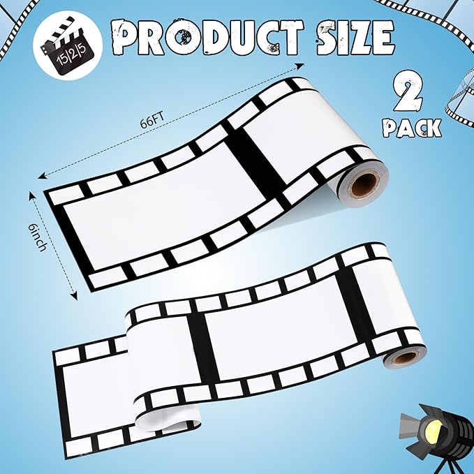 Gejoy 2 Rolls Filmstrip Tape Movie Party Decorations Filmstrip