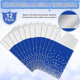 12Pcs Blue Silver Tablecloth Party Decorations,Plastic Royal Blue