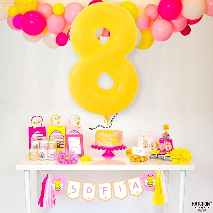 KatchOn, Yellow Number 8 Balloon - Huge, 40 Inch | 8 Balloon for 8th