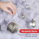 Prextex 36pc Silver Christmas Ornaments Set - Shatterproof Christmas
