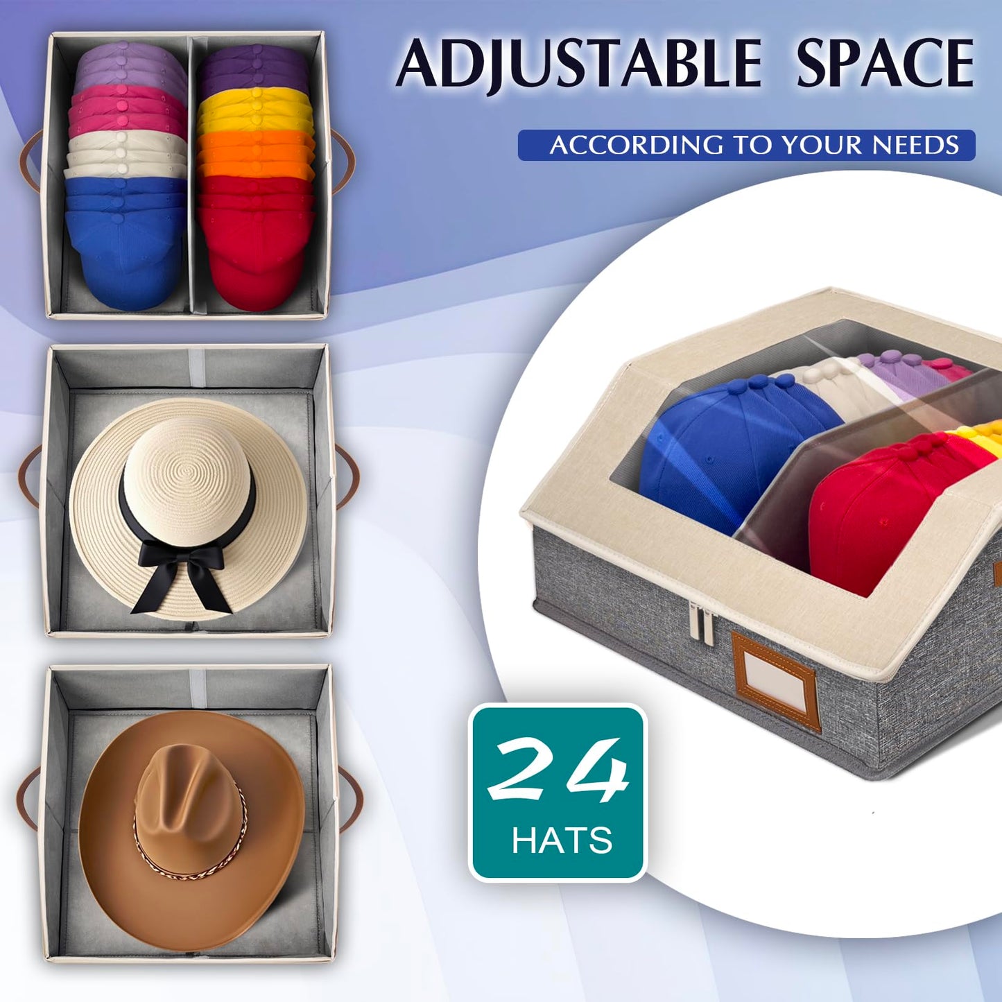 LVGOATH 2-in-1 Hat Organizer for Baseball Caps Holds 24-30 Hats Holder