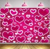 Hot Pink Heart Photo Backdrop 10x8FT Galentines Day Decorations