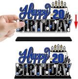 LINGTEER Happy 20th Birthday Blue Acrylic Table Topper Centerpieces