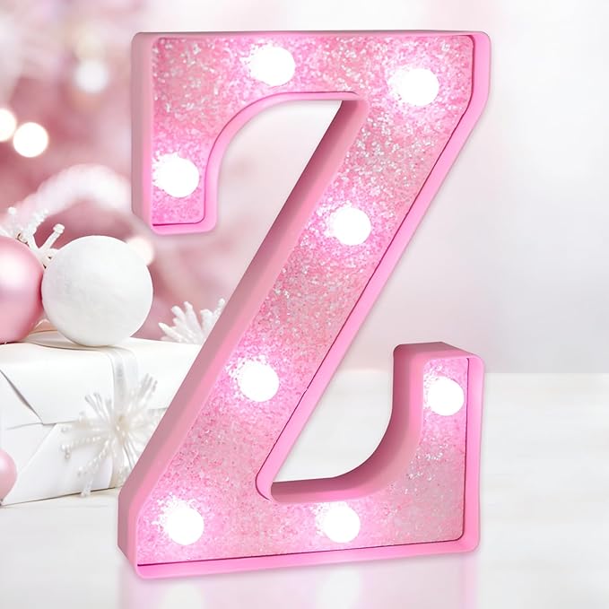 Pink Light Up Letters, LED Marquee Letters for Table, Small Glitter #2