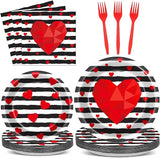 96 Pcs Valentine's Day Party Plates Napkins Tableware Set Valentines
