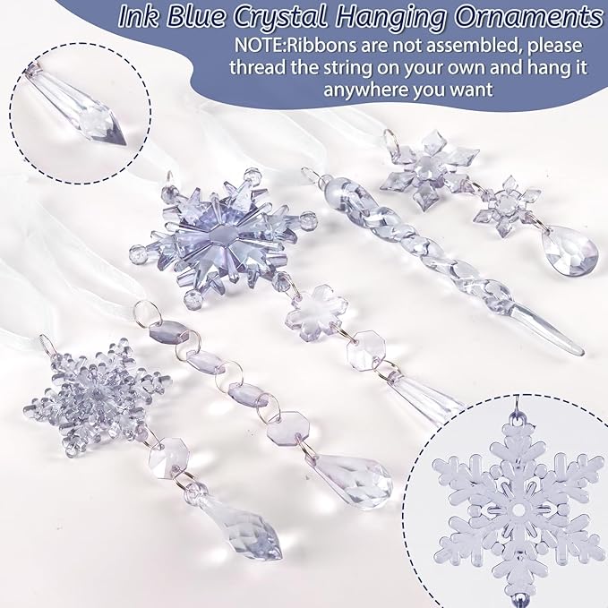 18pcs Crystal Christmas Ornaments for Christmas Tree Decorations-Royal