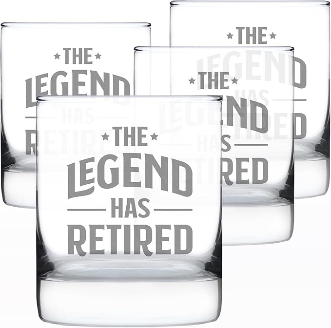 Bevvee The Legend Has Retired - Whiskey Rocks Glass - Funny