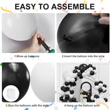 YMSZ Black and White Balloons Garland Arch Kit, 134pcs White Balloon