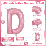 Pastel Pink D Letter Balloon, 40 Inch Giant Light Pink Mylar Foil