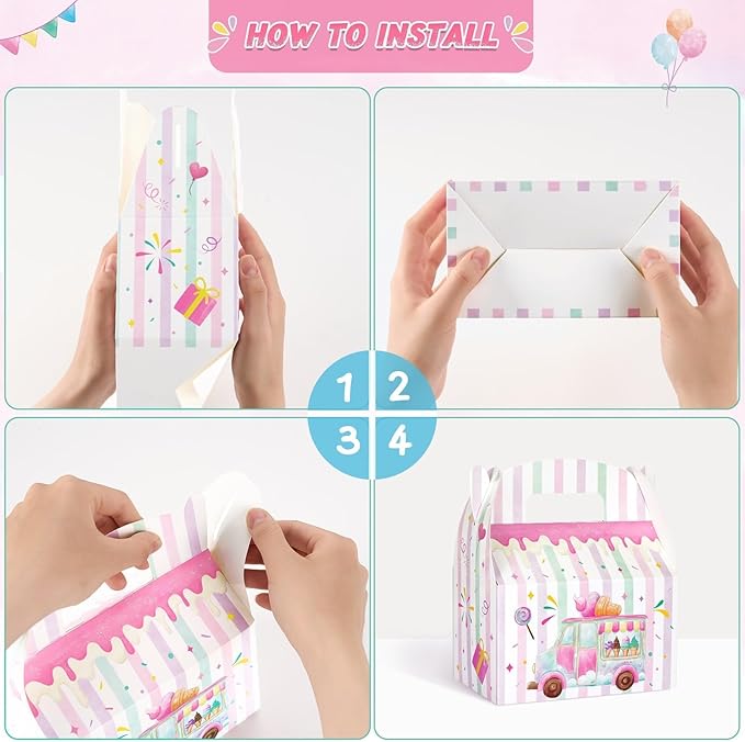 WERNNSAI 12 Pack Ice Cream Party Boxes - Ice Cream Birthday