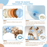 iLaFm 148pcs Brown Coffee Blue Balloons Garland Arch Kit, Boho Tan