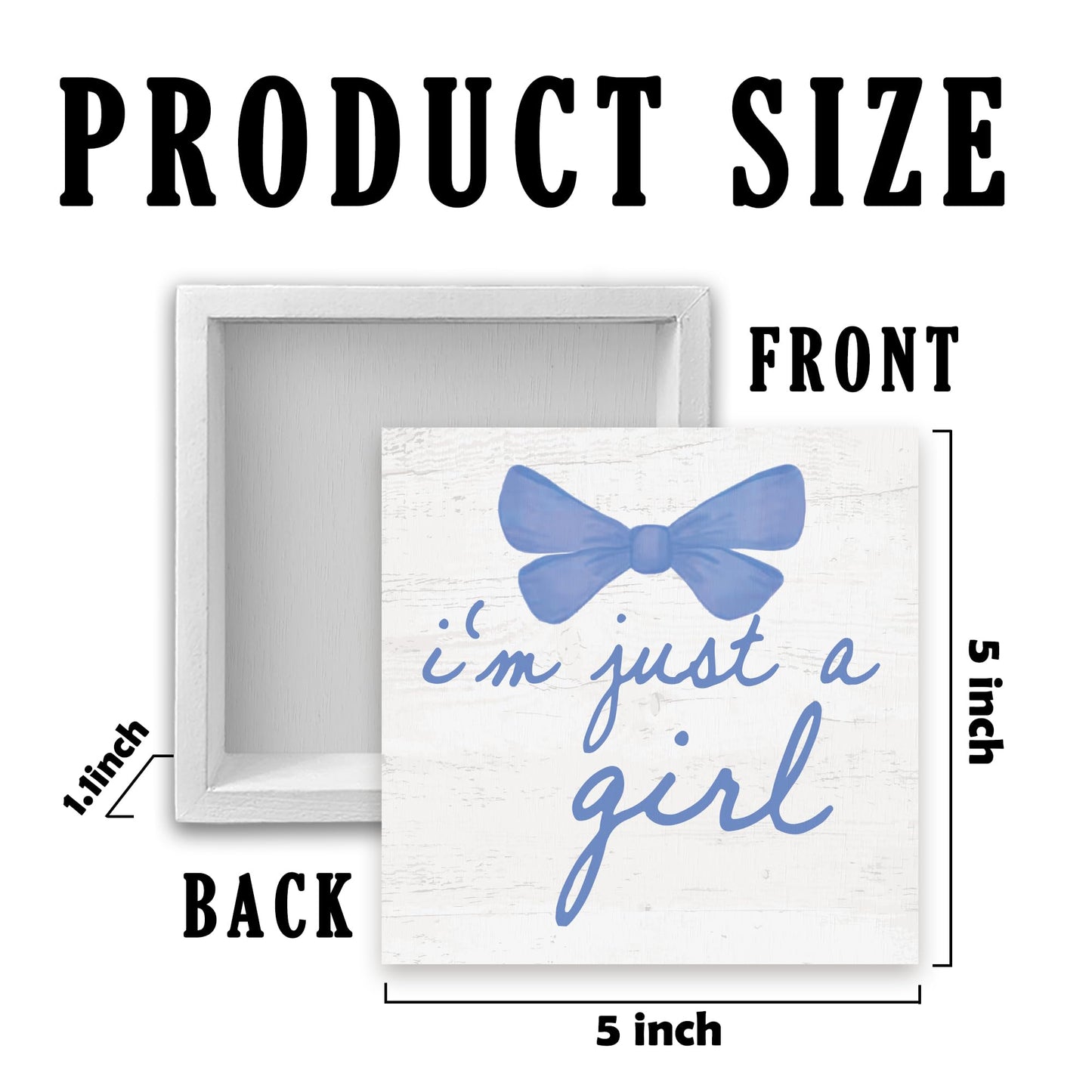 CUANFDDSF Trendy Blue Bow Coquette Room Decor Wooden Box Sign,