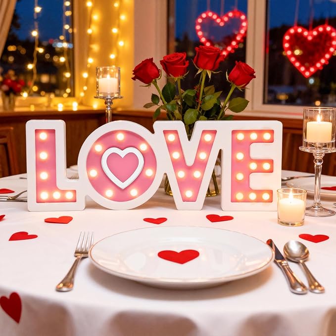 Light UP Valentine's Day Wooden Love Sign Valentines Day Love