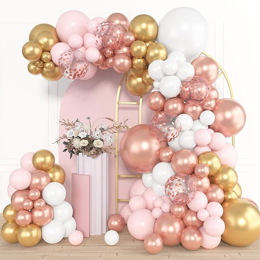 Amandir 153pcs Rose Gold Balloon Garland Arch Kit, Different Sizes 18
