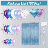 157Pcs Mermaid Party Balloons Garland Arch Kit with Fringe Curtain