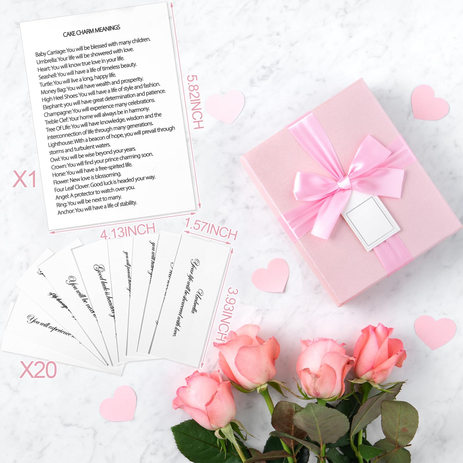 Solsew 20 Pcs Coquette Cake Pulls on Ribbon Decorations Tradition Pink