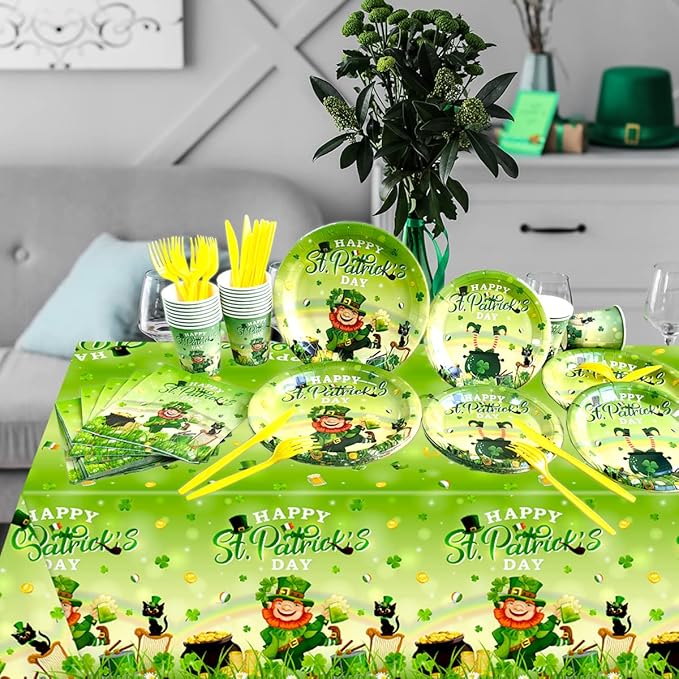 St Patricks Day Plates and Napkins 142Pcs St Patrick's Day Party