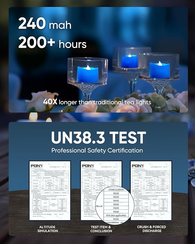 Homemory Blue Tea Lights Candles Battery Operated, 200+Hour Flameless