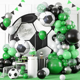 Soccer Party Balloon Garland Arch Kit Green Black White Metallic
