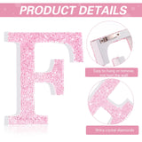 Qunclay Pink Crystal Diamond Letter Wall Decor, Glitter Wooden Bling