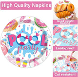 100 Pcs Swimming Pool Party Plates and Napkins Set Summer Pool Party
