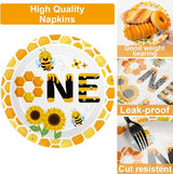 100 Pcs Bee 1st Birthday Party Supplies Paper Plates and Napkins Set