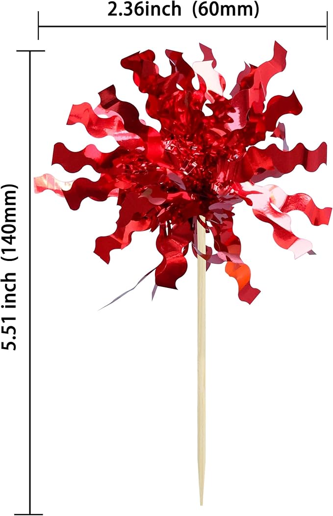 Gyufise 30Pcs Foil Firework Cupcake Toppers Sparkle Tinsel Cake #10