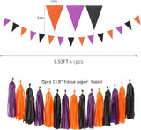 Black Purple Orange Halloween Party Decorations 23pcs Tissue Pom
