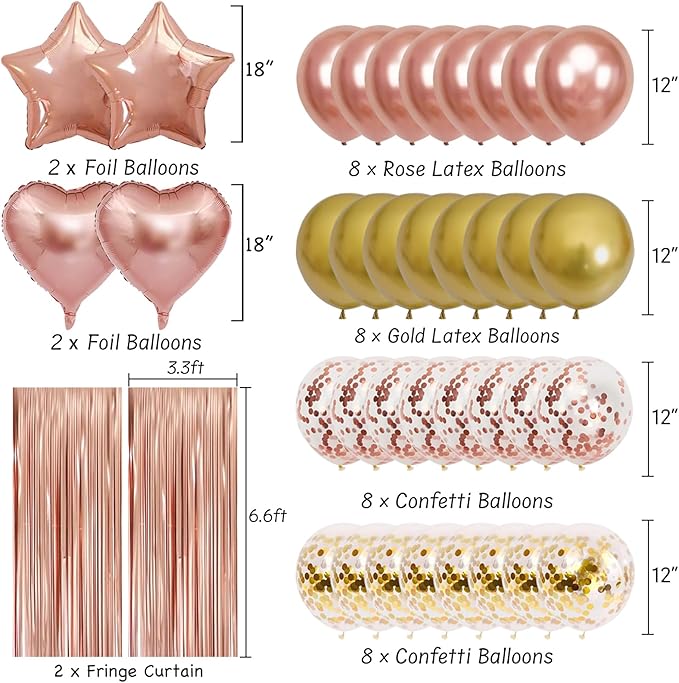 Rose Gold Birthday Party Decorations Supplies Happy Birthday Banner