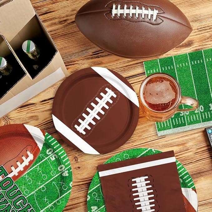 Football Party Supplies Kit Serve 24 Includes Dinner Plates