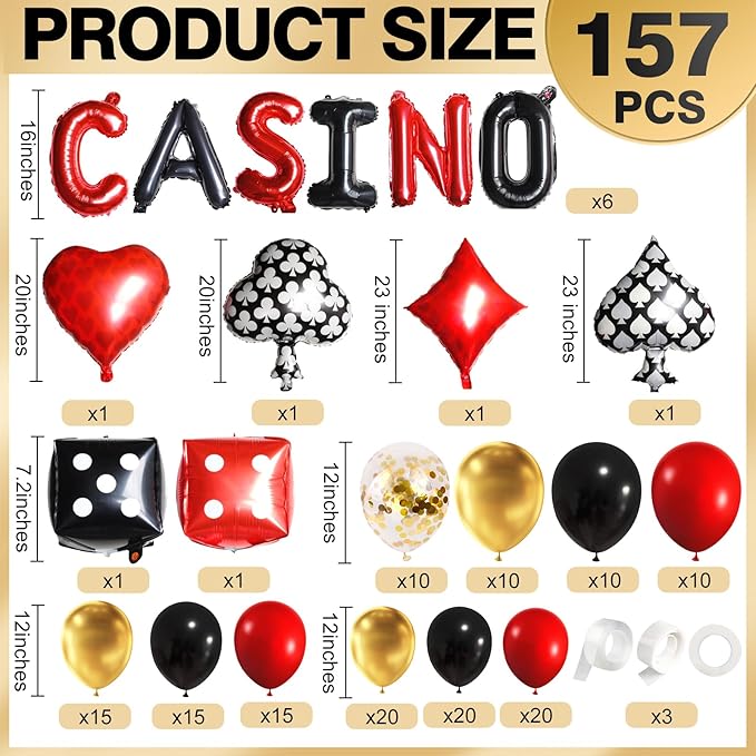 173 Pcs Casino Theme Party Decorations Birthday Party Favor Poker