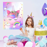 ASTARON Pin The Horn on The Unicorn Game for Kids Birthday Party,