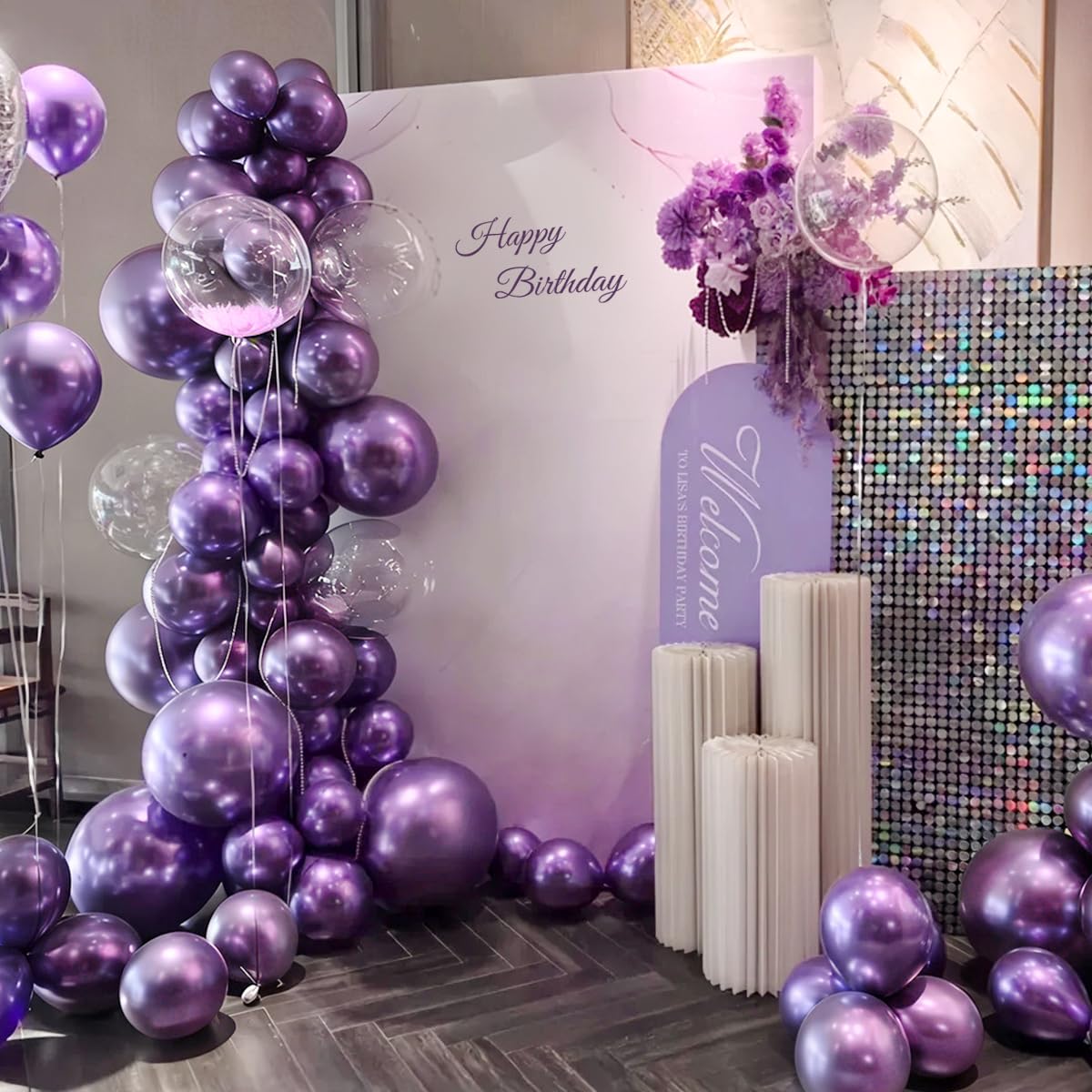 MEBAY Chrome Metallic Purple Balloons 12 inch, 100 Pcs Latex Shiny