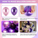 100pcs Metallic Pink Purple Balloon Garland Kit, Metallic Purple