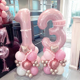 Pastel Pink Number 3 Balloon, 40 Inch Giant Pearl Light Pink Helium