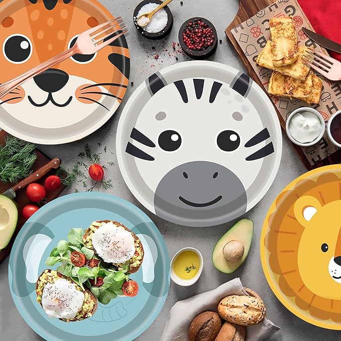 60Pcs Jungle Safari Paper Plates Zoo Animal Print Party Supplies 7