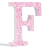 Qunclay Pink Crystal Diamond Letter Wall Decor, Glitter Wooden Bling