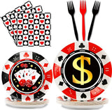 96 Pcs Casino Party Supplies Paper Plates Napkins Las Vegas Party